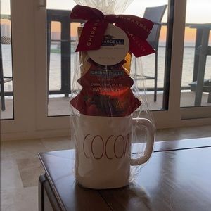Rae Dunn Cocoa Mug with Cocoa and Candy. Basically the mug. Candy may be expired
